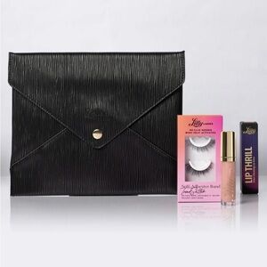 Lilly Lashes Lip & Lash Holiday Glam Set - Pouch, Self-Adhesive Lashes & Gloss